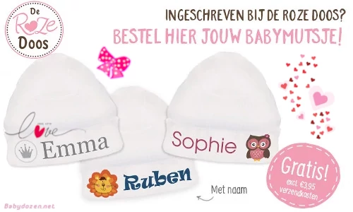 Meld je aan voor de Gratis babymuts Roze Doos